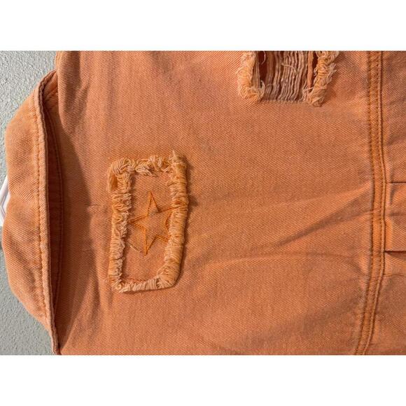 POL Distressed Orange Denim Shacket, Women's Small - Picture 6 of 7